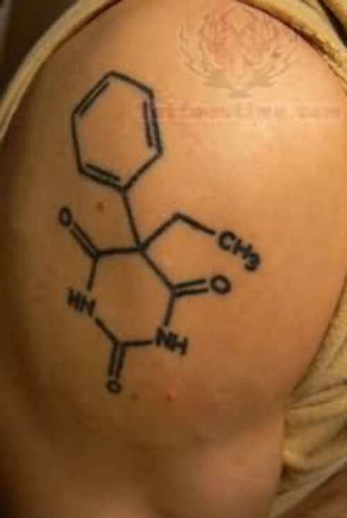 Molecule Tattoo On Guy Shoulder